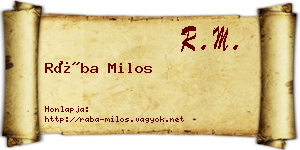 Rába Milos névjegykártya